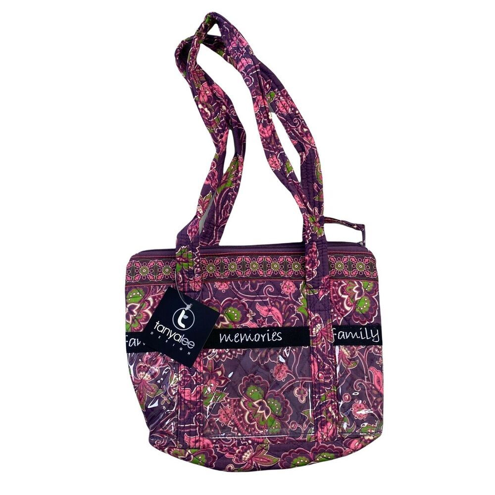 Tanya Lee Purse Photo Slots Purple Paisley Shoulder Bag New‎ 10x9x3